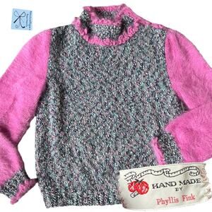 Handmade by Phyllis Fink Barbiecore Sweater Sz S/M